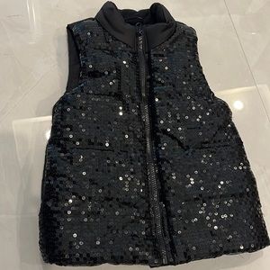 Black sequin girls puffer vest